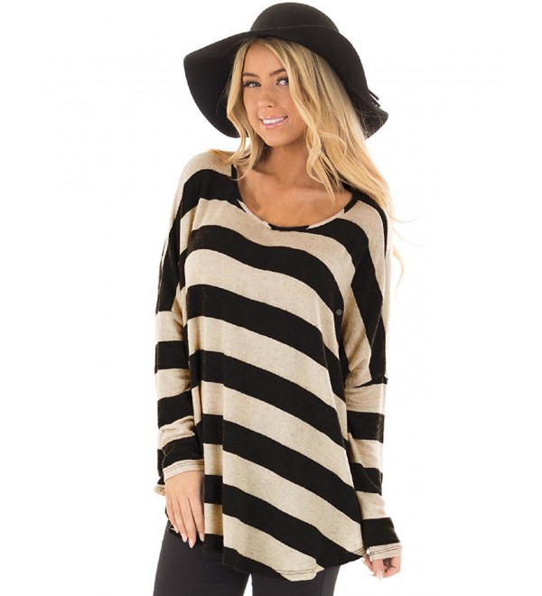 Cnfio Womens Sleeve Striped Oversized