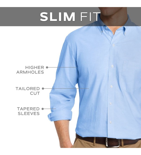 Men's Slim Dobby Long Sleeve Shirt - Seabed - CI18349C9Y4