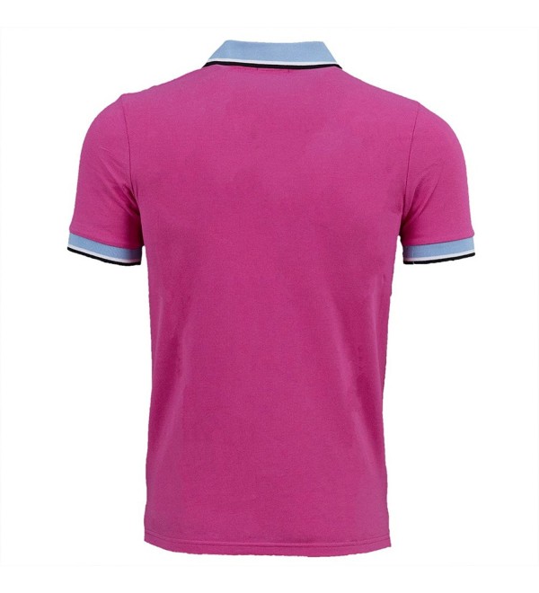 Men's Polo Shirt Short Sleeve T-Shirts - Rose Red - CL184YI9EOA
