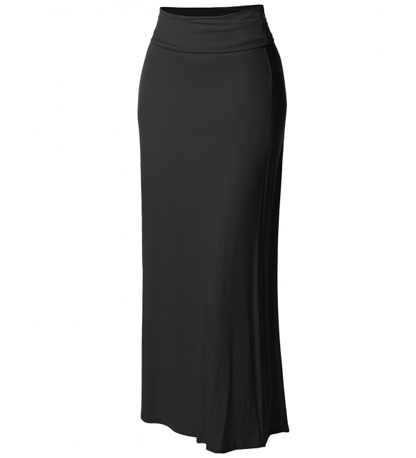 MBE Women's Stylish Fold Over Flare Long Maxi Skirt - Made in USA ...