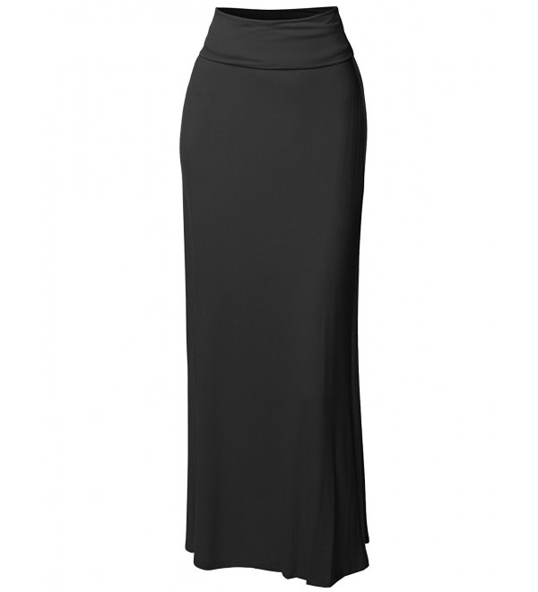 MBE Women's Stylish Fold Over Flare Long Maxi Skirt - Made in USA ...
