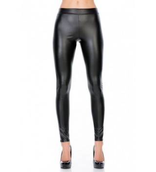 Women's Faux Leather Stretchy Catwoman Leggings Pants - Black - C3188LECU5N