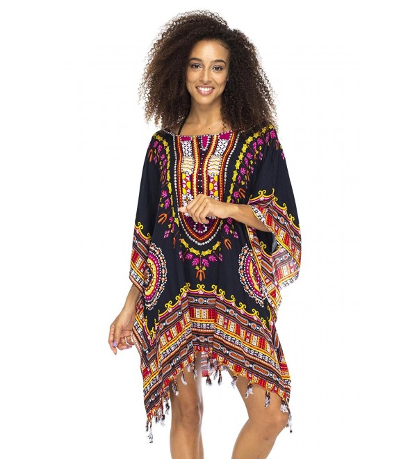 Womens Short Swimsuit Beach Cover Up Sequins African Patterns - Black ...