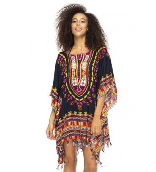 Womens Short Swimsuit Beach Cover Up Sequins African Patterns - Black ...