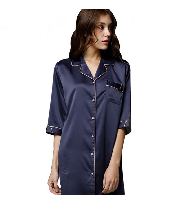 HaloVa Womens Sleepwear Nightshirt Button Up