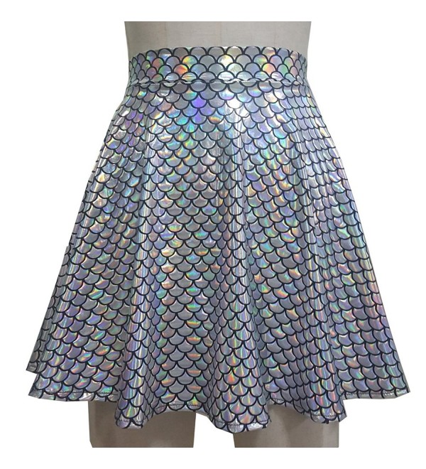 Summer Holographic Mermaid Waisted Skater
