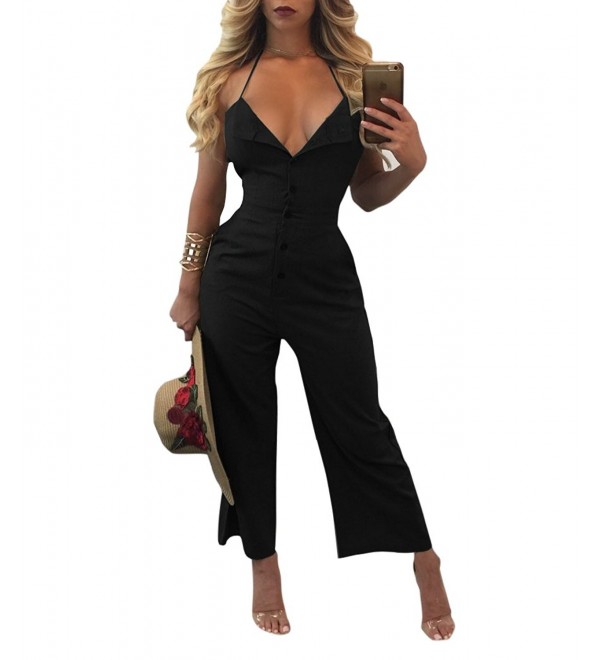 Annystore Backless Sleeveless Jumpsuits Rompers