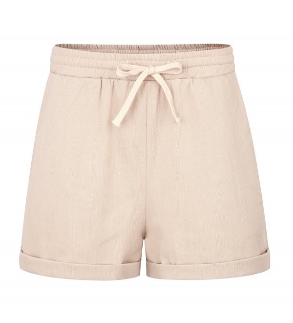 Yknktstc Womens Plus Size Elastic Waist Cotton Linen Casual Beach Shorts with Pockets 5X-Large Denim Blue