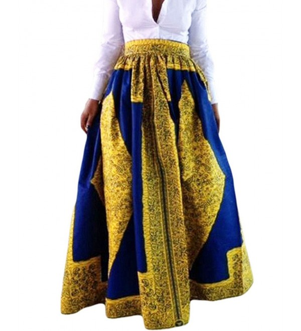 Womens African Printed Pleated Yellow