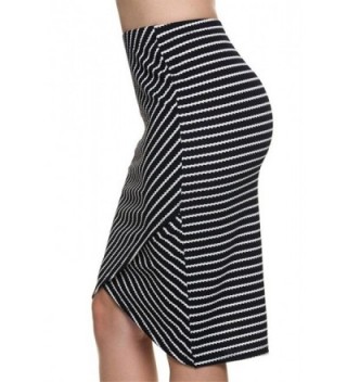 Womens Striped Bullet Mid Length Split Wrap Style Pencil Envelope Skirt ...