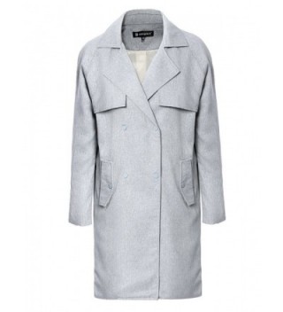 Women's Double Breasted Raglan Sleeve Trench Coat Jacket - Gray ...