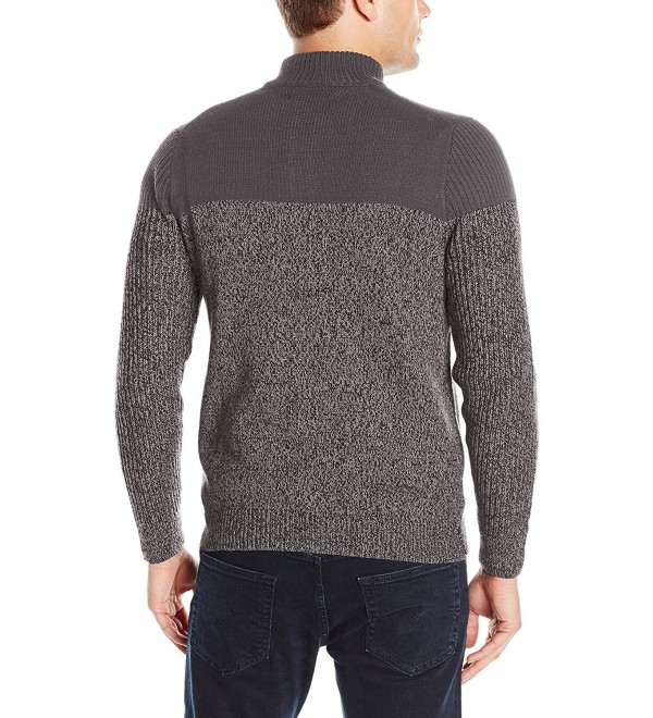 Men's Long Sleeve Full Zip Colorblock Sweater - Grey Heather - CW12LIDEDJN