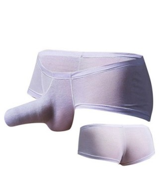 Men's Sexy Underwear Boxer Briefs With Sheath - White - CM18423KRHK