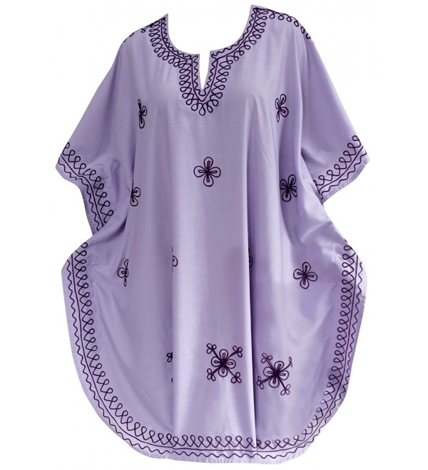 Embroidered Swimwear Casual Caftan Purple