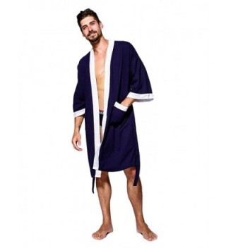 Men's Waffle Kimono Robe Cotton Lightweight Nightgowns Spa Terry Cloth ...