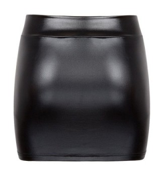 Stretchy Shiny Metallic Mini Skirt For Women Nightout Wear - Black ...