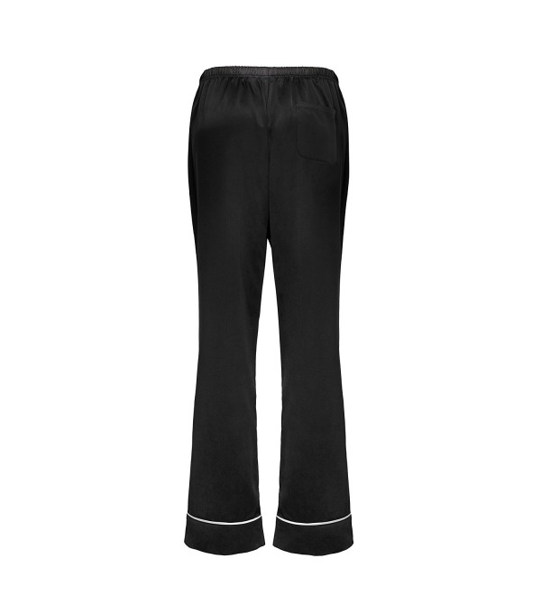 Women's Long Sleeve Black Satin Pajama Set - CE12O3XQYKS