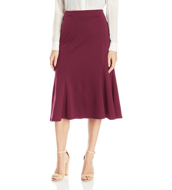 Notations Womens Solid Flare Burgundy