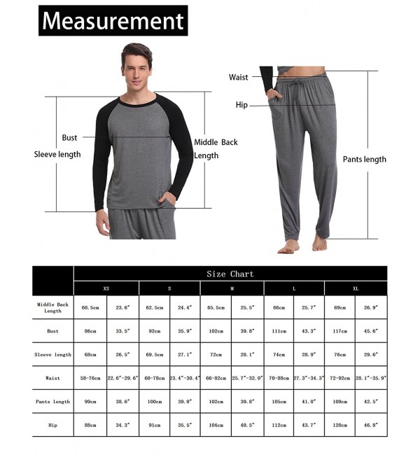 Men's Cotton Sleepwear Long Sleeve Raglan Top and Bottom Pajama Set ...