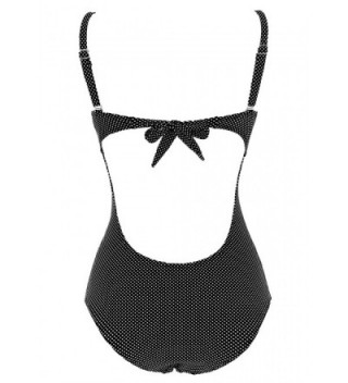 Swimsuit- Women's Vintage Polka Dots Sexy Bikini V Neck Mesh One Piece ...