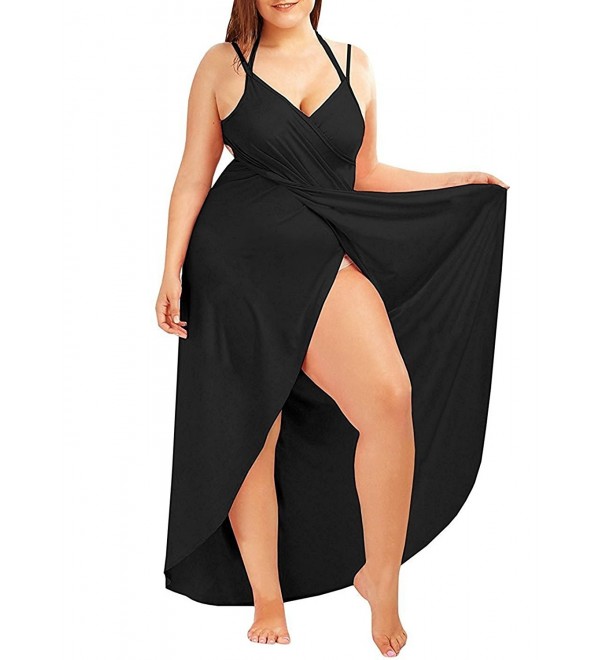 Plus Size Women's Spaghetti Strap Cover Up Beach Backless Wrap Long ...