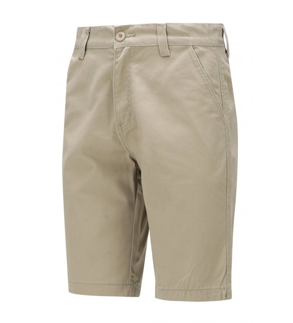 Man's Work/School Uniform Chino Short Pants - Khaki - CG12BQXQKUF