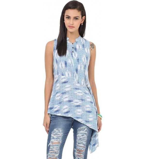 Knot Womens Printed Tunic Blue