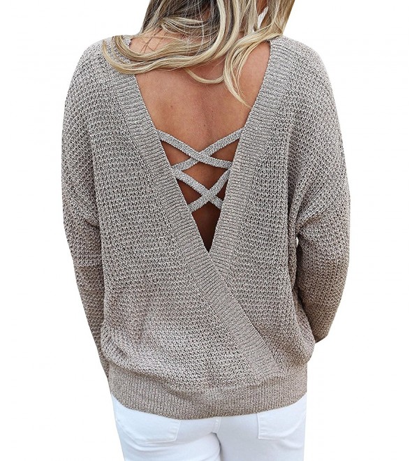 Jeeluory Womens Backless Pullover Sweater