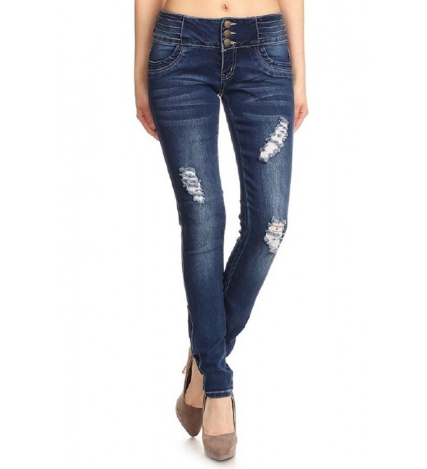 Jvini Womens Stretchy Destroyed Distressed