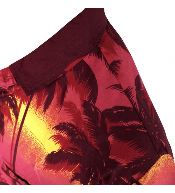 Hawaiian Shirt For Men Short Sleeve Front-Pocket Beach Palm Trees ...