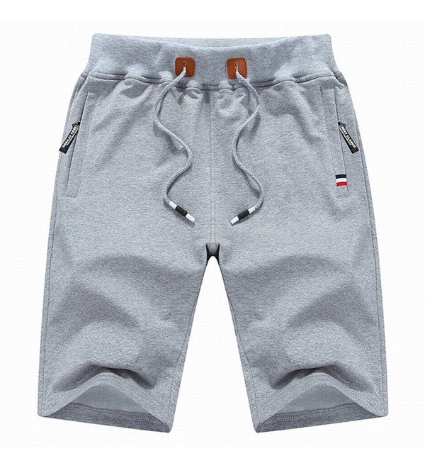 Men's Classic-Fit Casual Shorts Elastic Waist Zipper Pockets ...