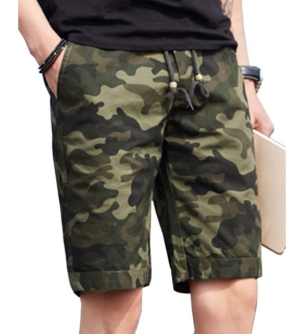 Men's Cotton Casual Camo Cargo Shorts- Summer Stretch Camouflage ...