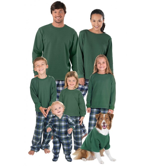 Flannel Tartan Plaid Matching Family Pajama Set- Green - C312BY5LDYD