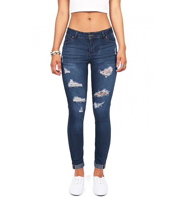 Wax Womens Juniors Distressed Stretchy