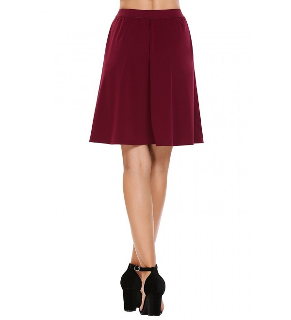 Basic Solid High Waist A-Line Flared Skater Mini Skirt - Wine Red ...