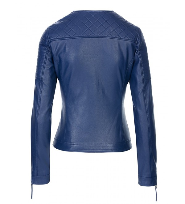 Women's Ultimate Moto Biker Faux Leather Jacket - Jk31612 Royal Blue ...