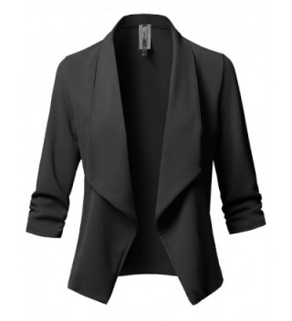 Women's Stretch 3/4 Sleeves Open Front Blazer Jacket [Made in USA ...