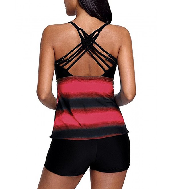Swimsuit Swimwear Slimming - Z Black Red - C018CL35XLN