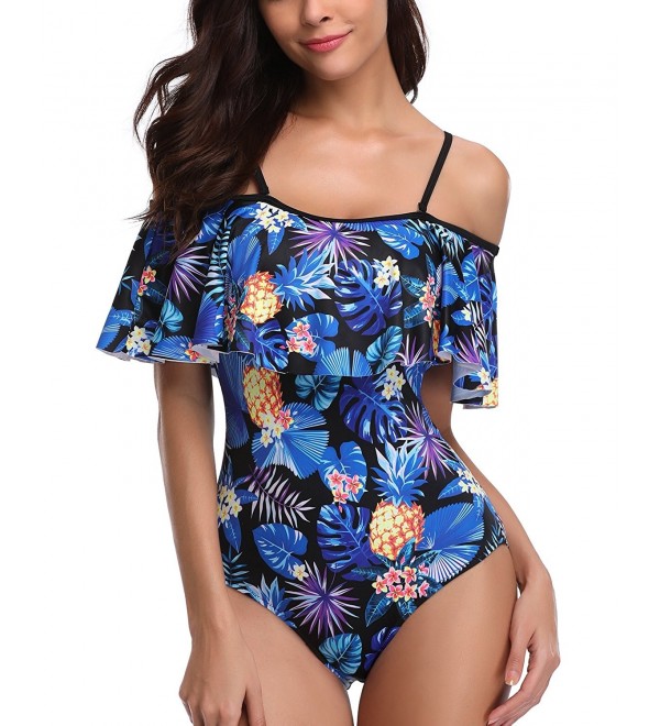 flounce Swimsuit Pineapple Printed Shoulder