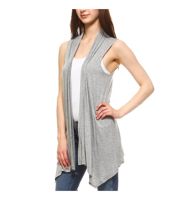 Fashionazzle Lightweight Sleeveless Cardigan ARV01 H Grey
