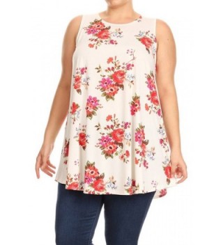 Womens Floral Printed Scalloped Tunic