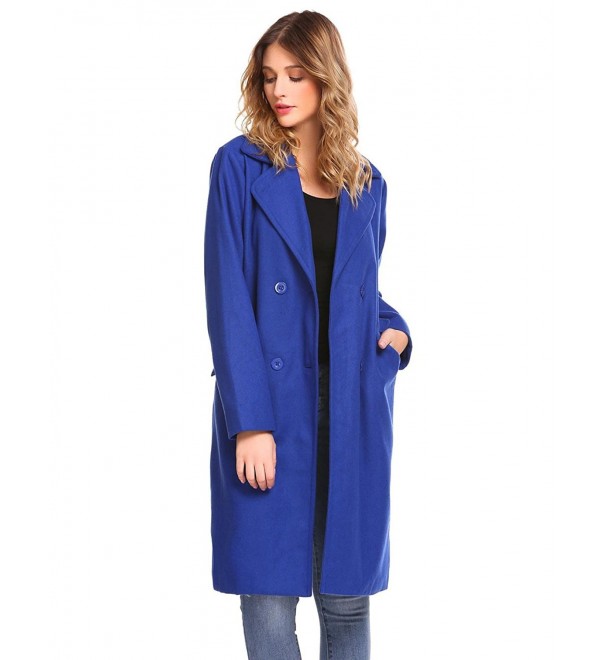 Long Trench Coat- Women's Elegant Double Breasted Slim Fit Winter ...