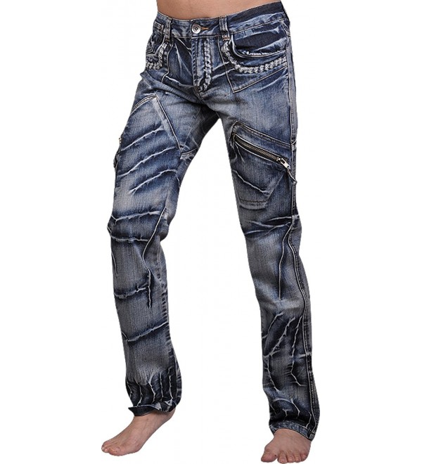 jeansian Casual Washed Denim Straight Leg