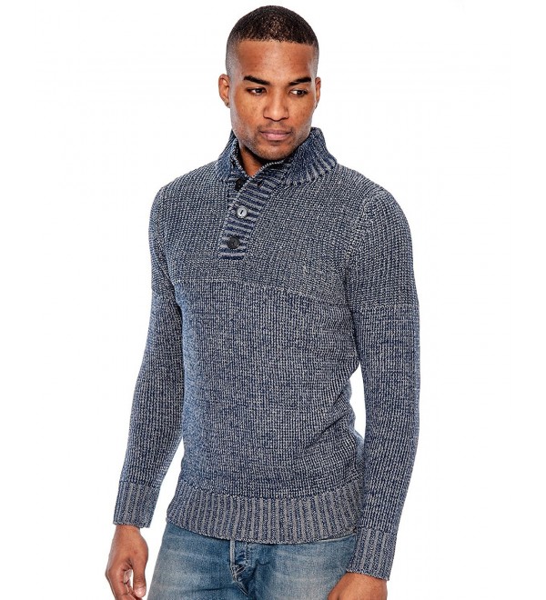 TR Men's Textured Rib Sweater With Placket by Essentials - Navy ...