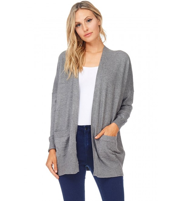 Womens Dropped Cardigan Sweater Charcoal