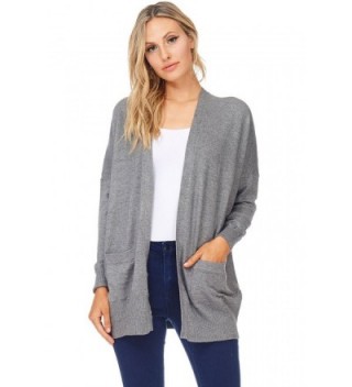 Womens Dropped Cardigan Sweater Charcoal
