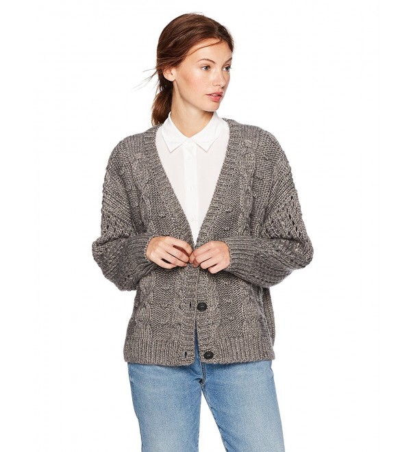 Cable Stitch Womens Cardigan Heather
