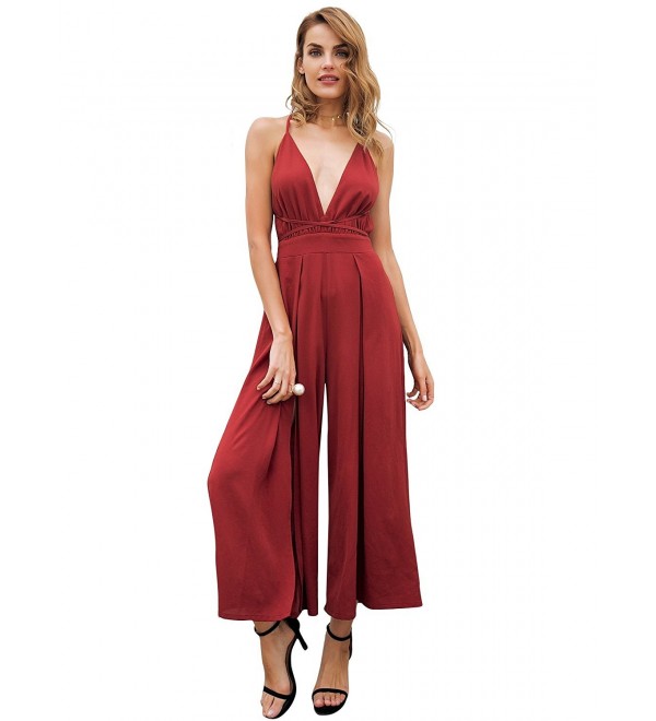 Simplee Overalls Backless Chiffon Jumpsuit