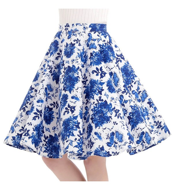 100% Cotton Polka Dot Floral 50s Vintage Retro Swing Full Circle Skirt ...