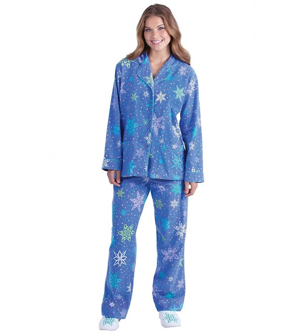 PajamaGram Womens Flakey Flannel Button Up